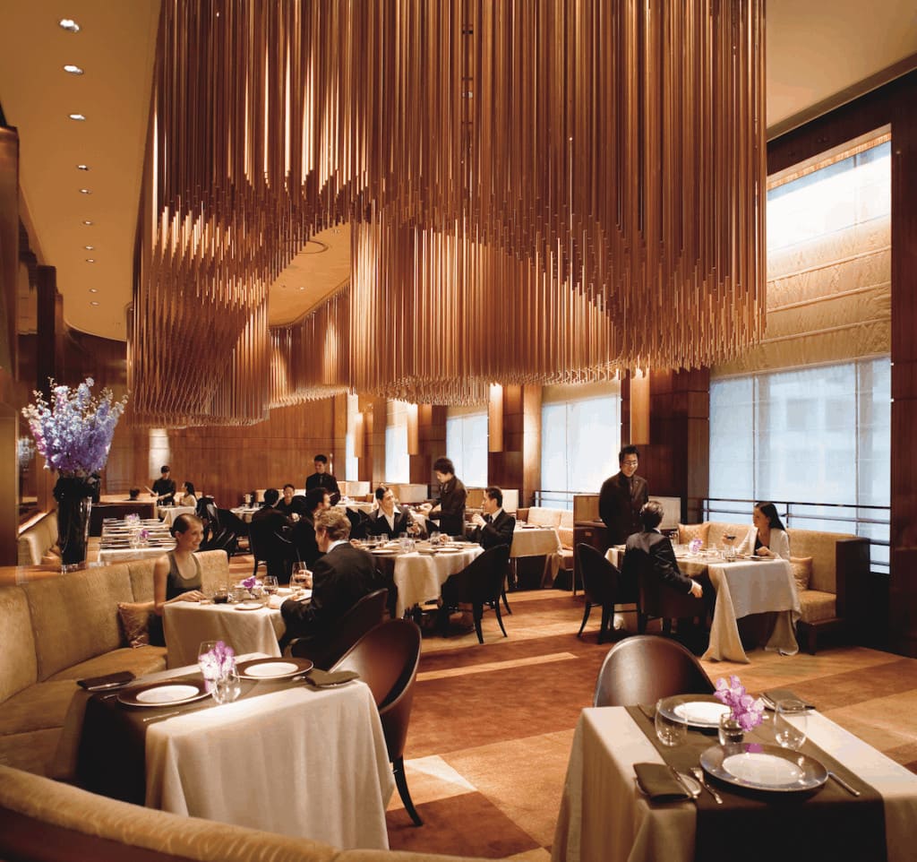 Das Restaurant Amber im The Landmark Mandarin Oriental Hotel in Hongkong