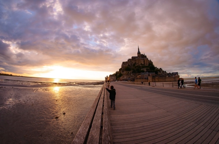 Mont Saint Michel bei Sonnenuntergang