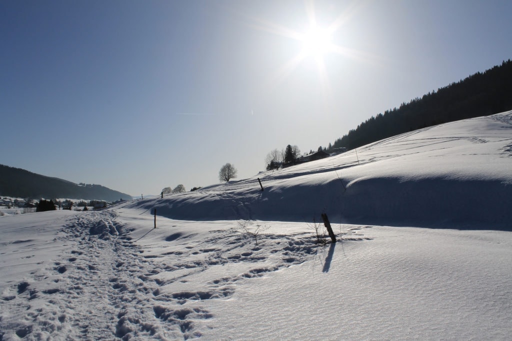 Winterlandschaft in Les Rousses im Jura-Gebirge