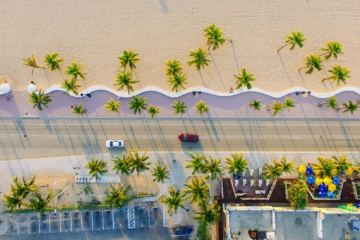 Miami, Strand und Promenade von oben fotografiert