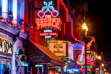 Neon signs on Lower Broadway Area