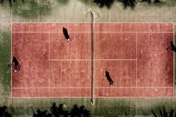 Tennisplatz im Club Aldiana Fuerteventura aus der Luft fotografiert