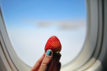 Erdbeere im Flugzeug