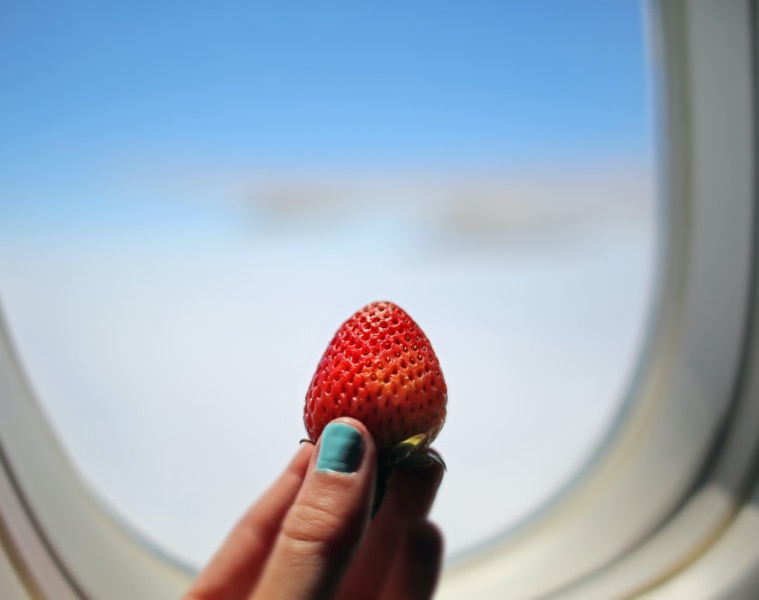 Erdbeere im Flugzeug