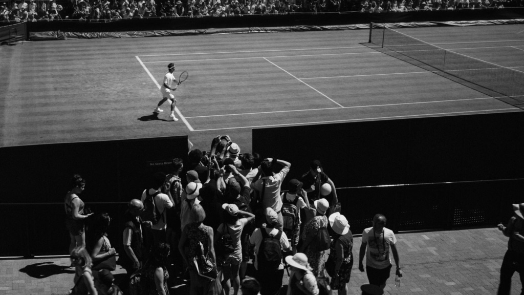 Fotografen am Tennisplatz in Wimbledon