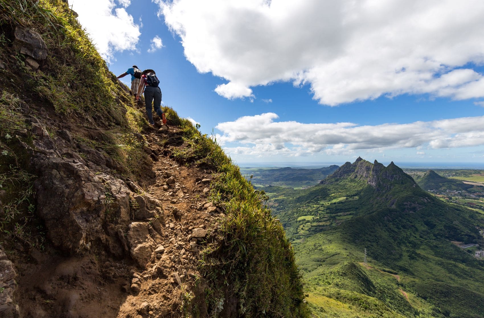 Wanderer auf dem Berg Le Pouce auf Mauritius 