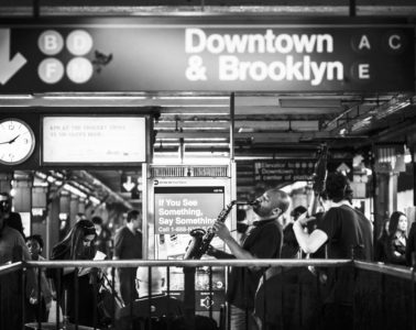 Jazz-Spieler in Underground in New York