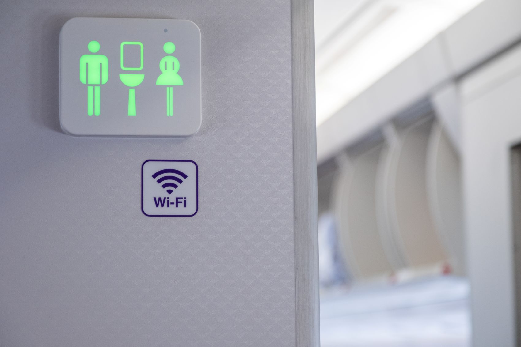 Toiletten-Display im Flugzeug