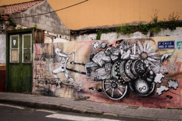 Grafitti auf einer Mauer in La Laguna auf Teneriffa