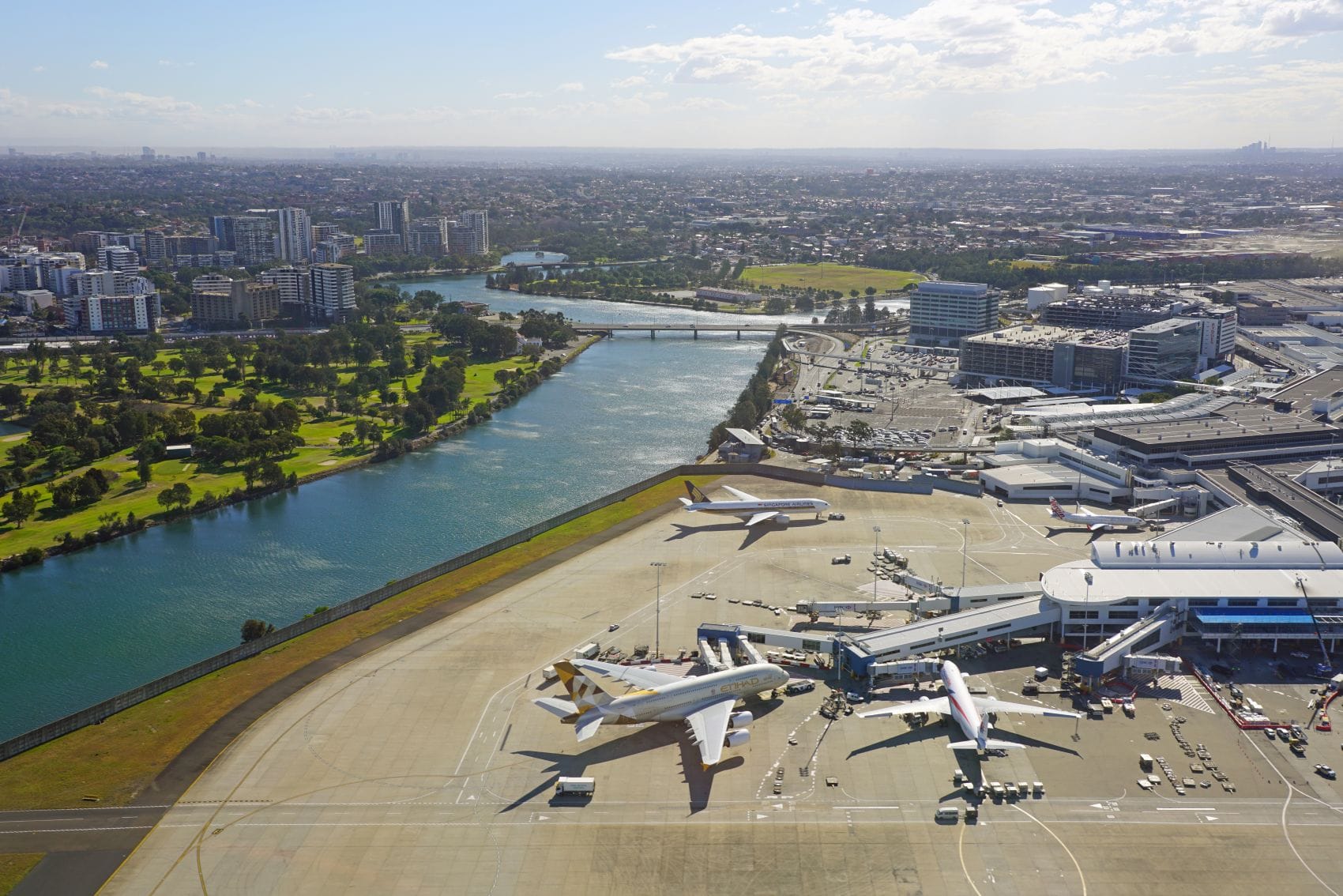 Flughafen Sydney aus der Vogelperspektive 