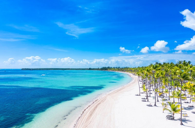 Der Strand Bavaro an der Punta Cana in der Dom Rep