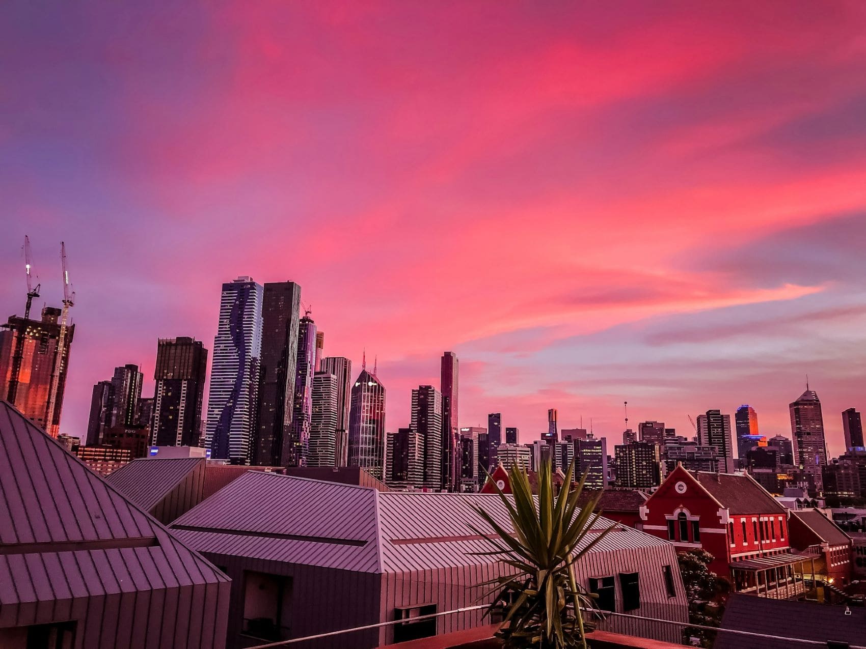 Skyline Melbourne Abenddämmerung 