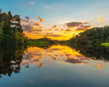 Fluss im Regenwald in Peru