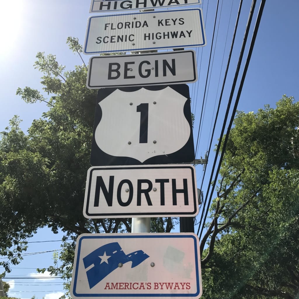Highway-1-Schild auf Key West