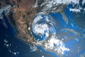 3d-Illustration eines Hurrikans in der Karibik