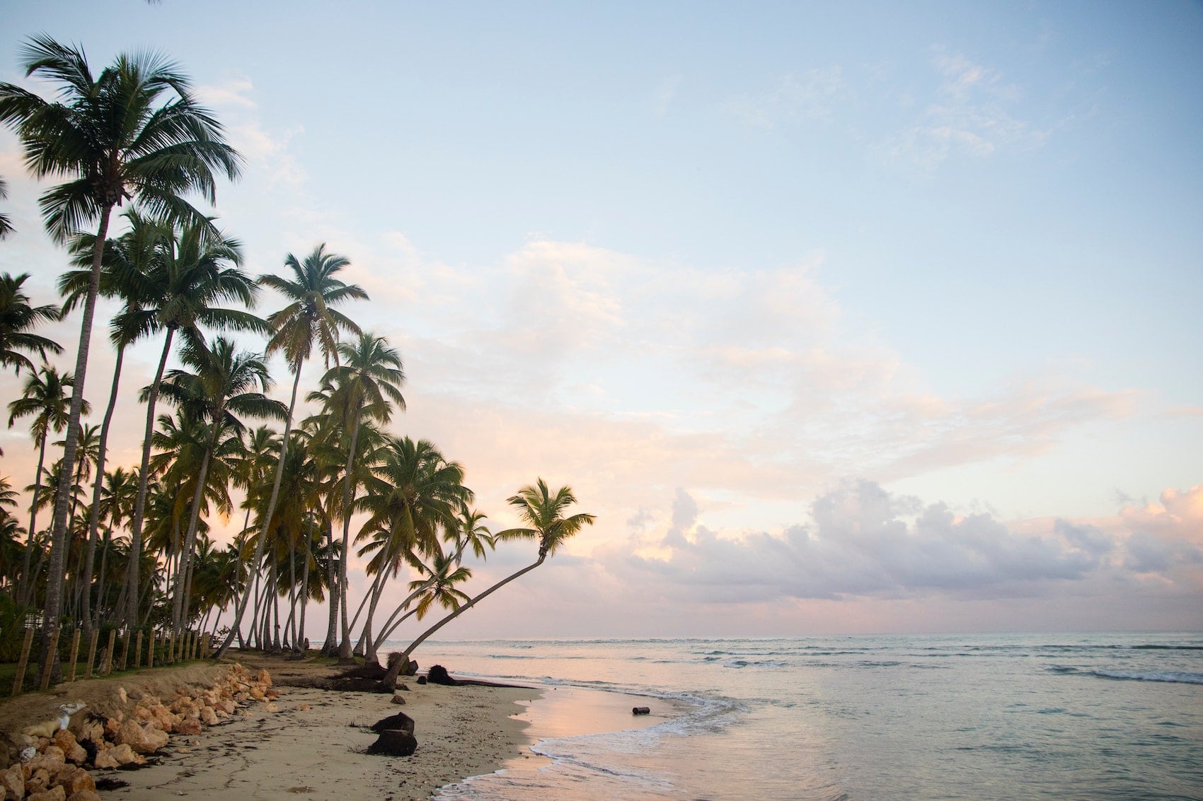 Sonnenuntergang am Strand mit Palmen
