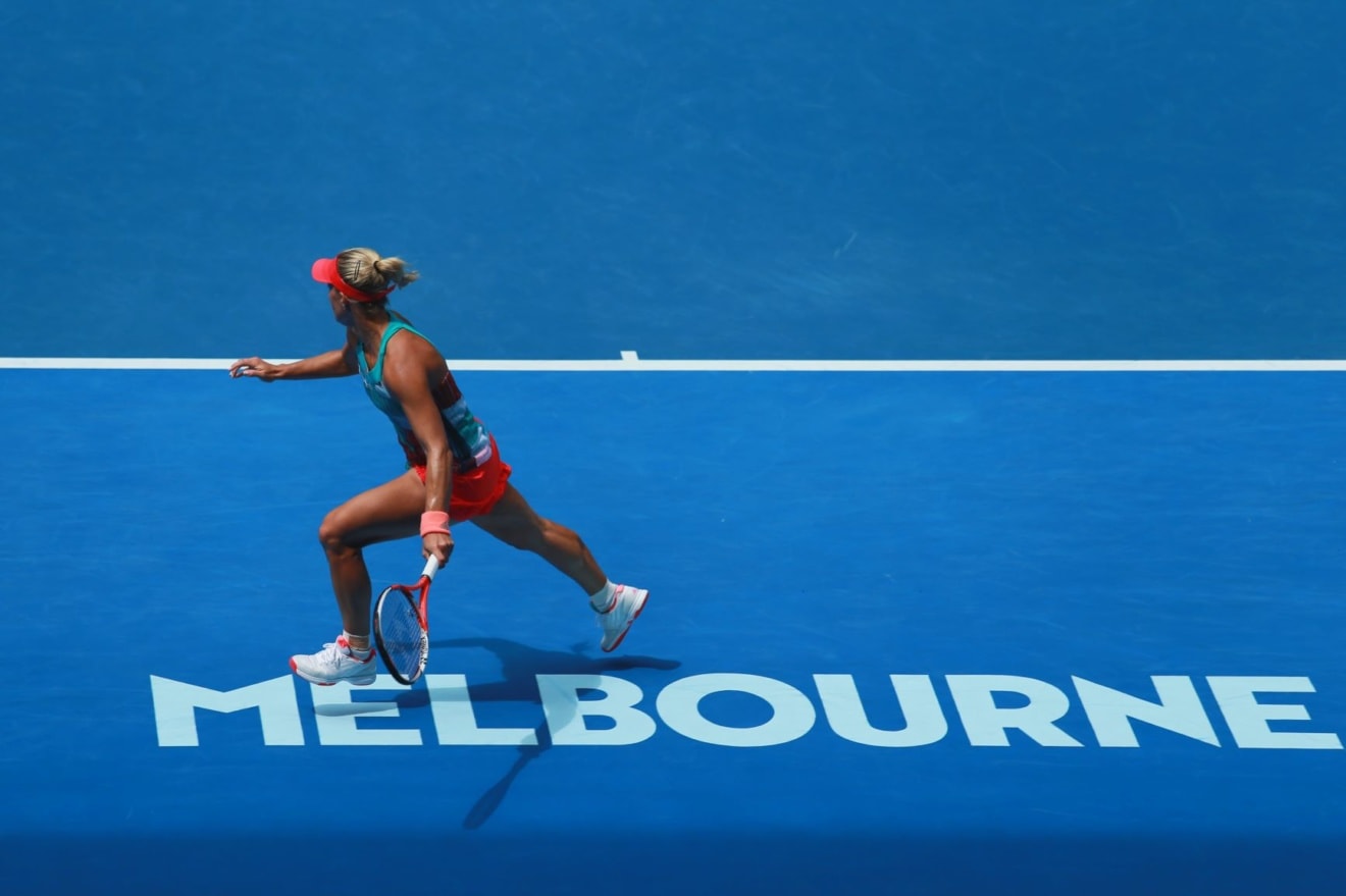 Angelique Kerber auf dem Platz bei den Australian Open in Melbourne