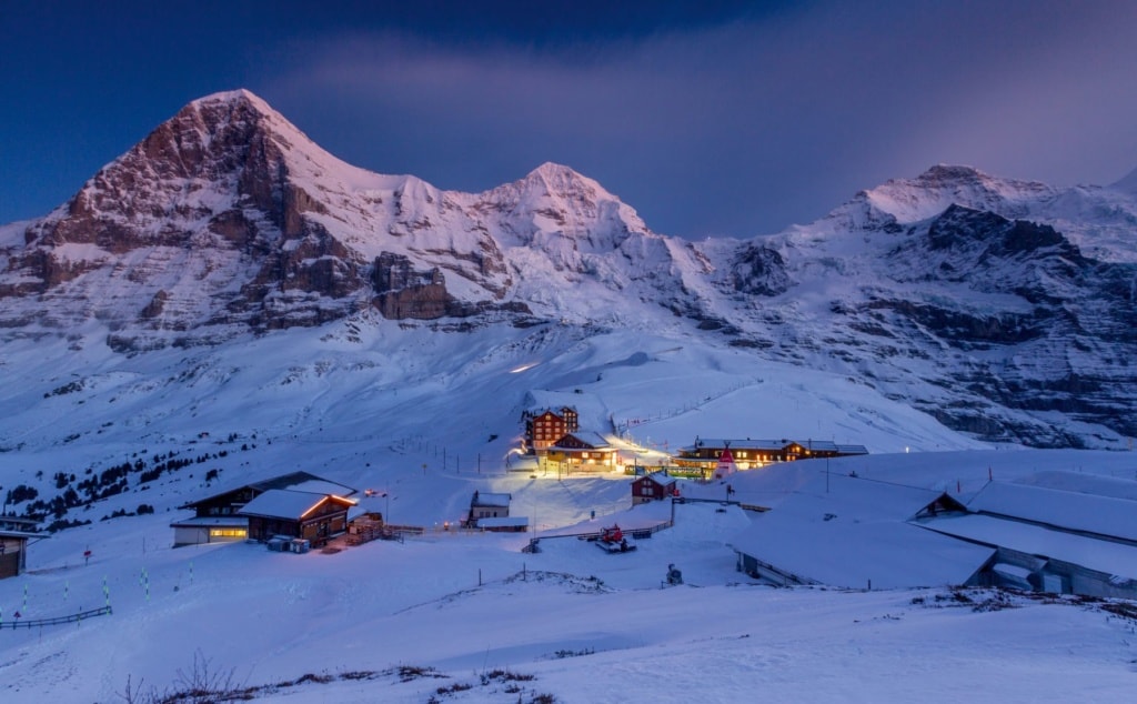 Abendatmosphäre Kleine Scheidegg Schweiz Winter