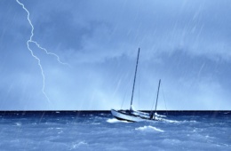 Boot auf dem Meer im Sturm