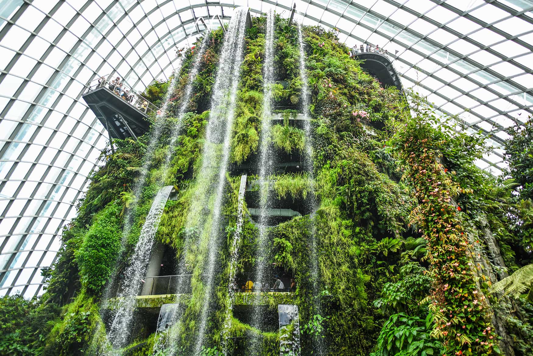 Wasserfall im Flower Dome in Singapur