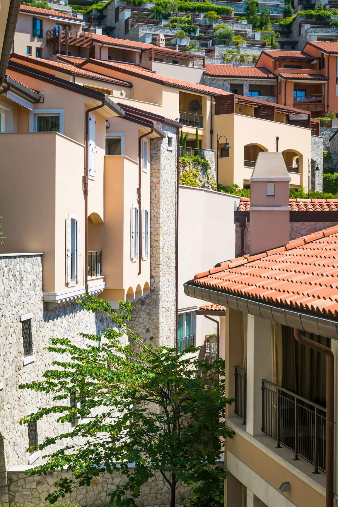 Blick auf Häuser in Portopiccolo
