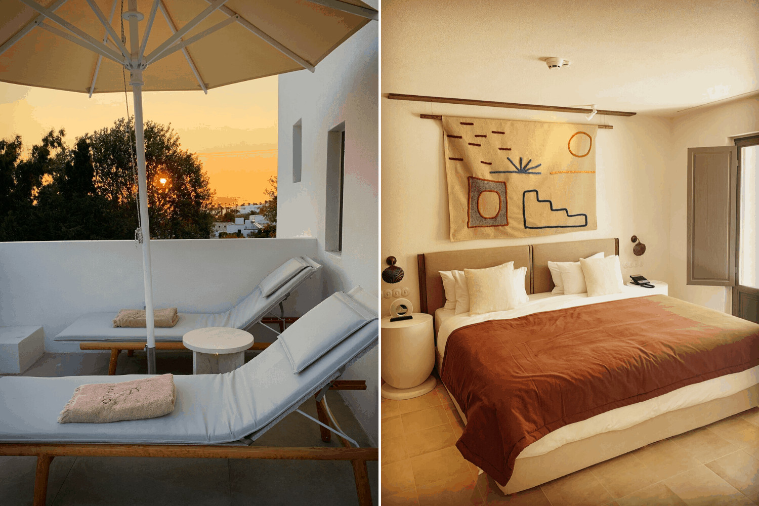 Warme Naturfarben dominieren das Tnerior im parilio Designhotel auf Paros, griechenland