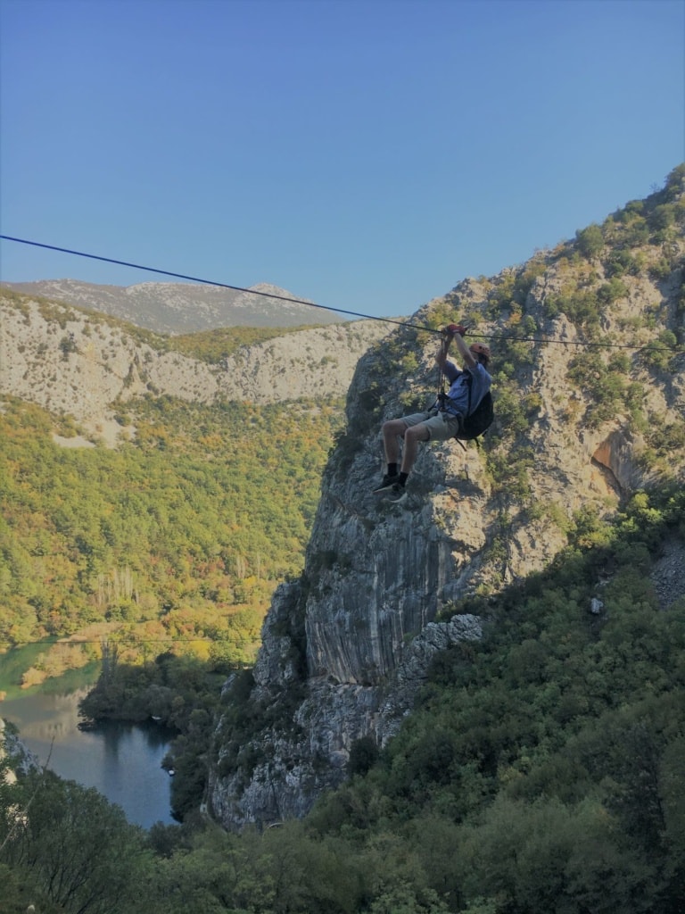 Zipline am Fluss Cetina in Süddalmatien