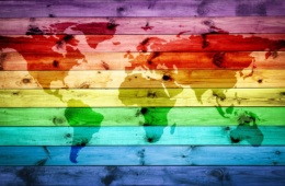 Wohin reisen Lesben und Schwule - Weltkarte in LGBT-Regenbogenfarben