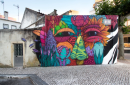 Bunte Straßenkunst im Centro de Portugal