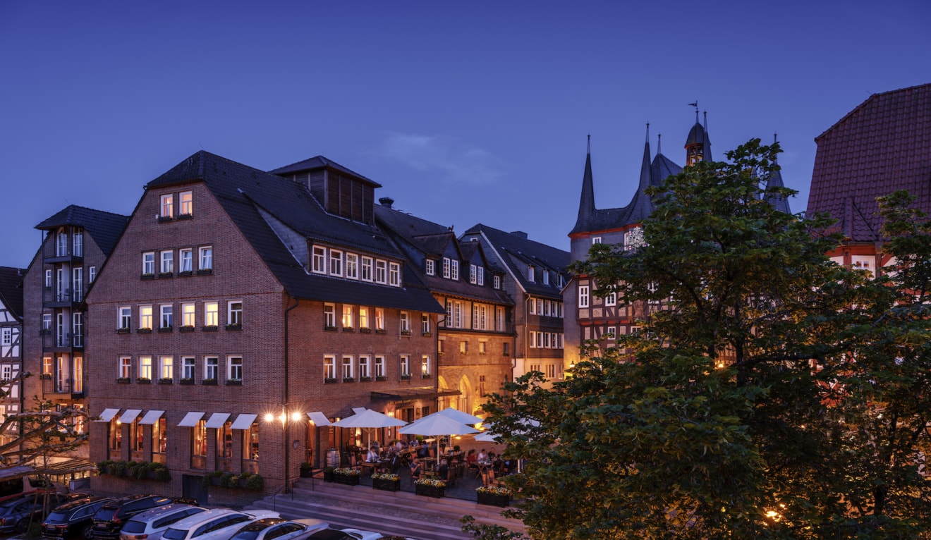 Historisches Hotel in Frankenberg am Abend