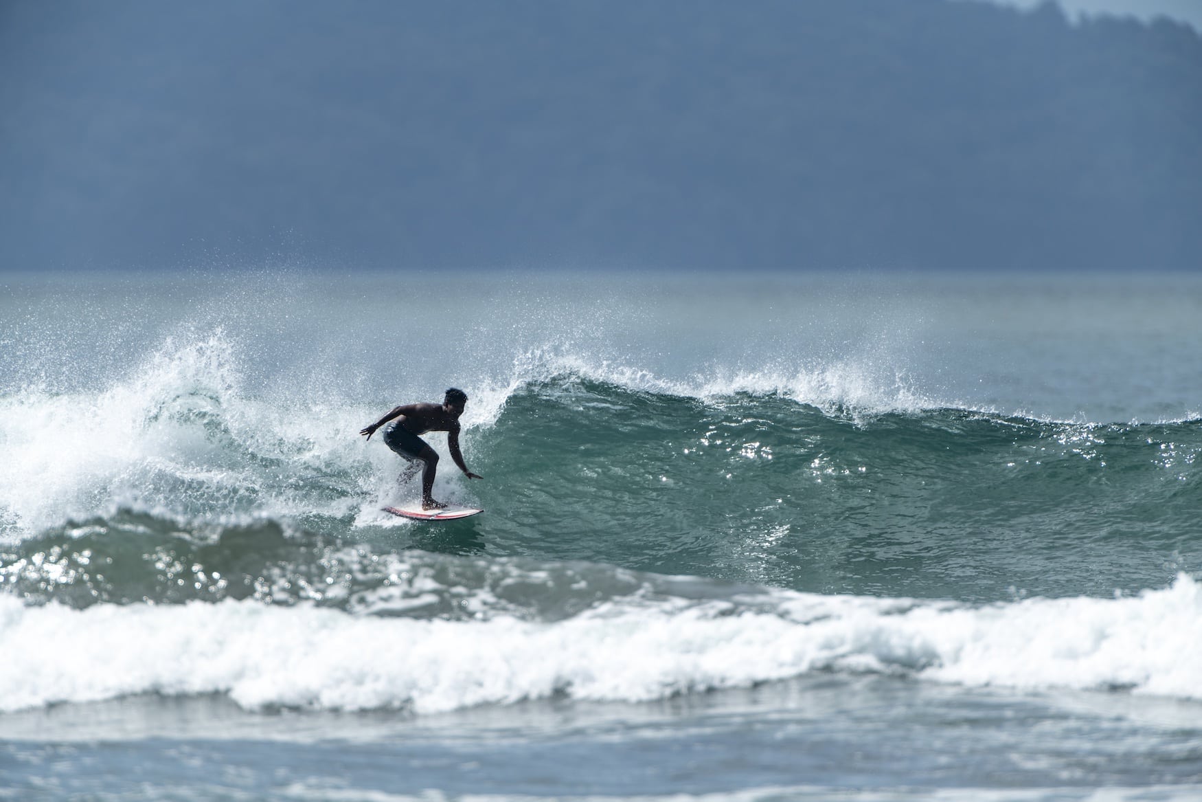 Surfer auf einer Welle in Santa Catalina