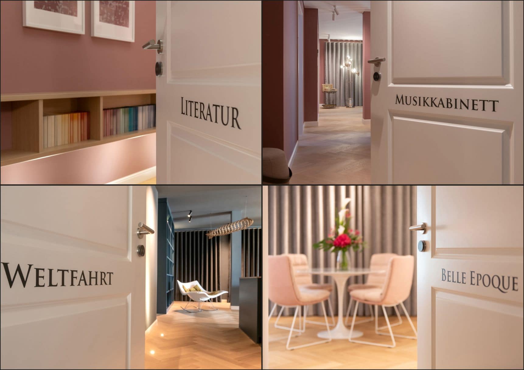 Palais Kayser: Collage aus Türen zu den Suiten 