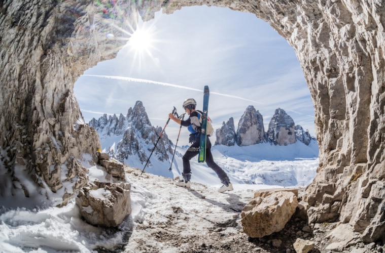 Auf dem Weg zum Sextner Stein, Skitour Drei Zinnen