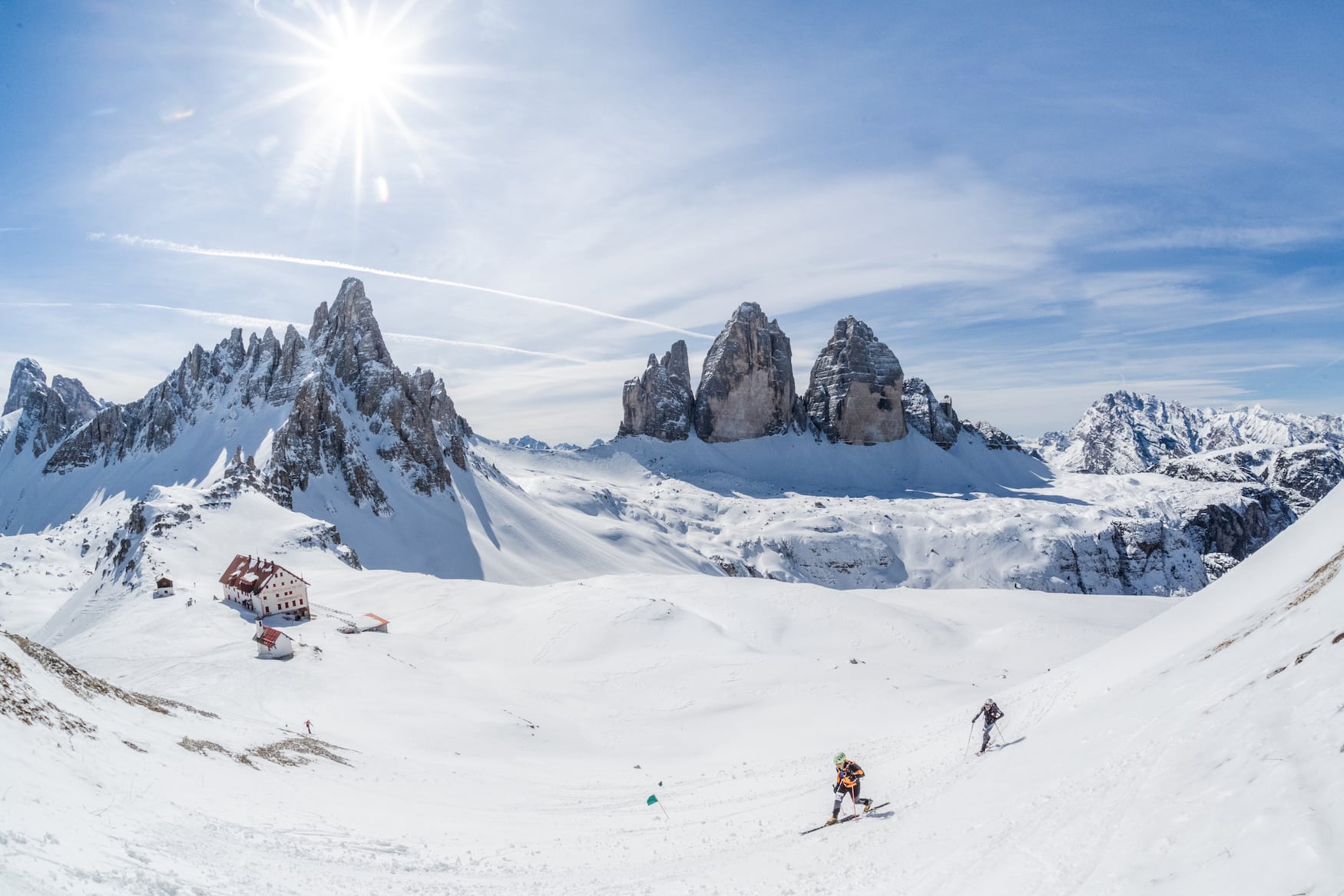 Skitour in Sexten in Südtirol an der Drei Zinnen Hütte