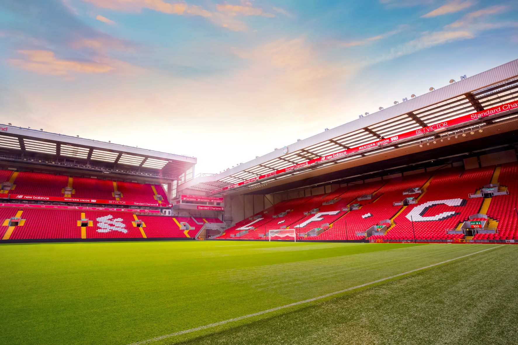 Leeres Anfield Stadium in Liverpool 
