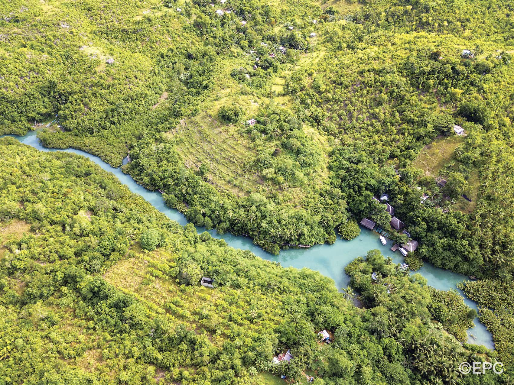 der Bojo River auf Cebu auf den Philippinen von oben