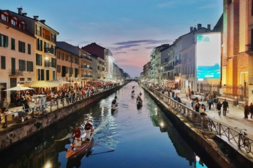 Romantische Navigli Kanäle in Mailand, die auch Drehorte der Serie Devotion sind