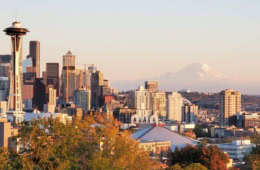 Panoramasicht auf die Innenstadt von Seattle