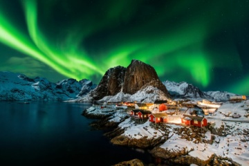 Aurora Borealis in Hamnoy/Norwegen