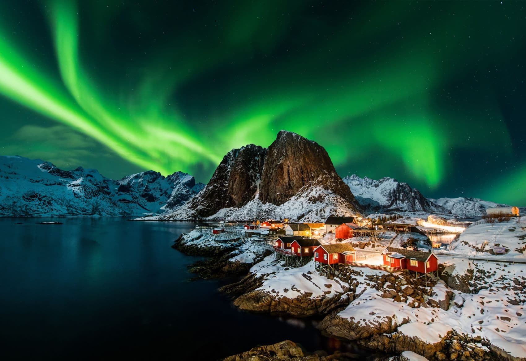 Aurora Borealis in Hamnoy/Norwegen 