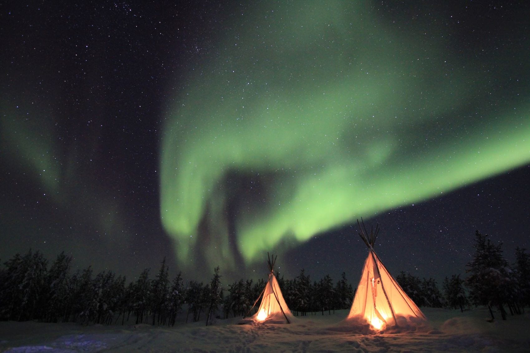 Winter-Zelte in Yellowknife, Himmel Aurora Borealis 