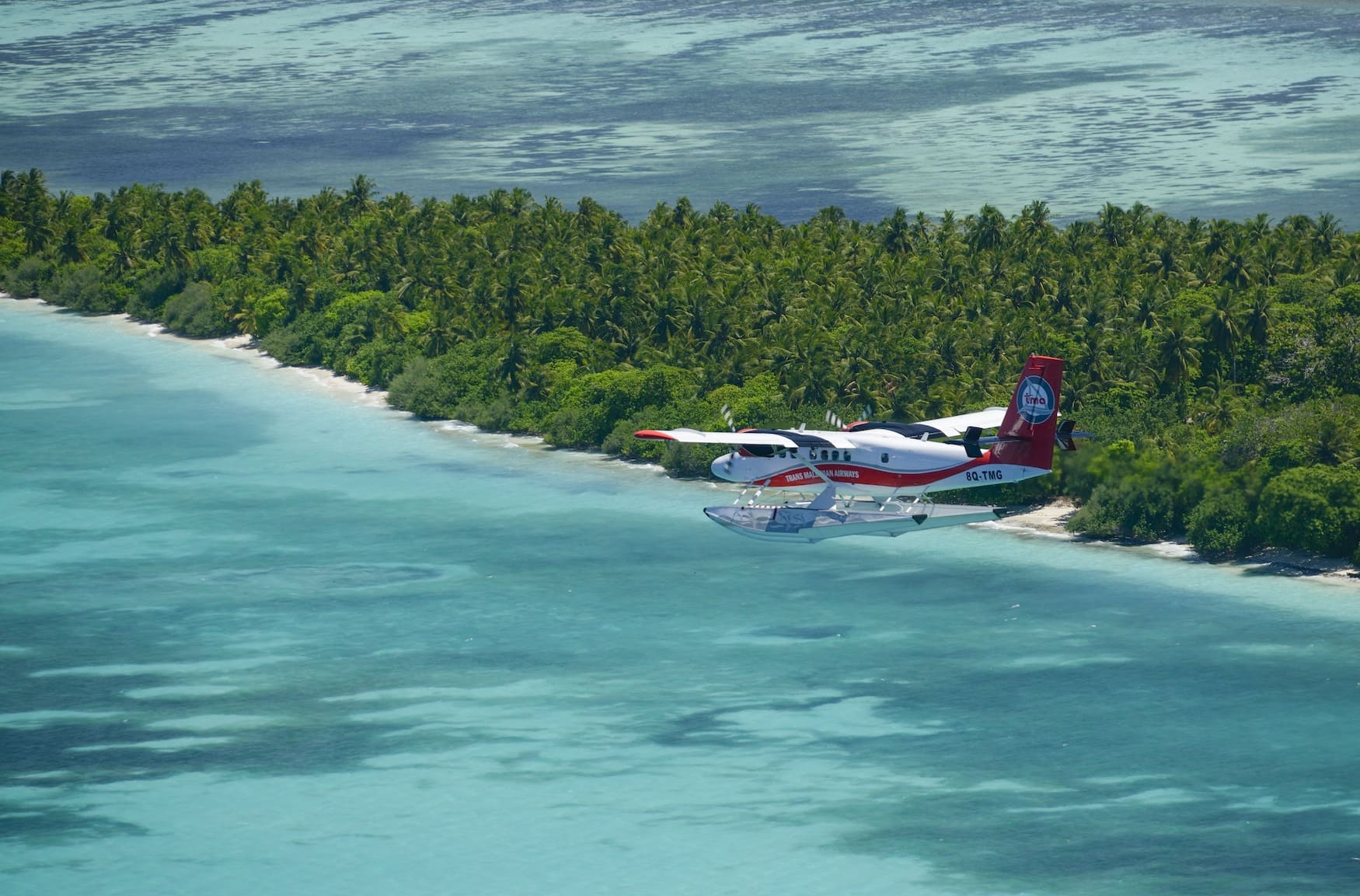 Anflug auf die Malediven mit Trans Maldivian Airways