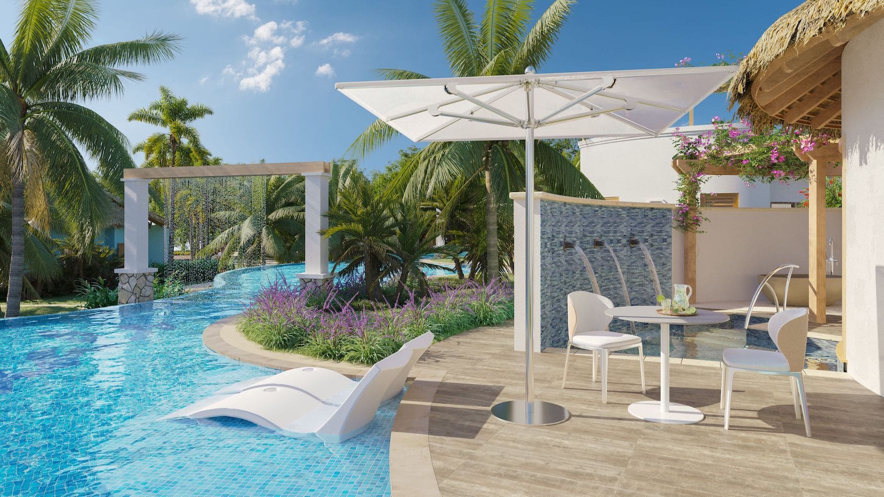 Terrasse mit privatem Pool im Sandals Dunn's River Resort