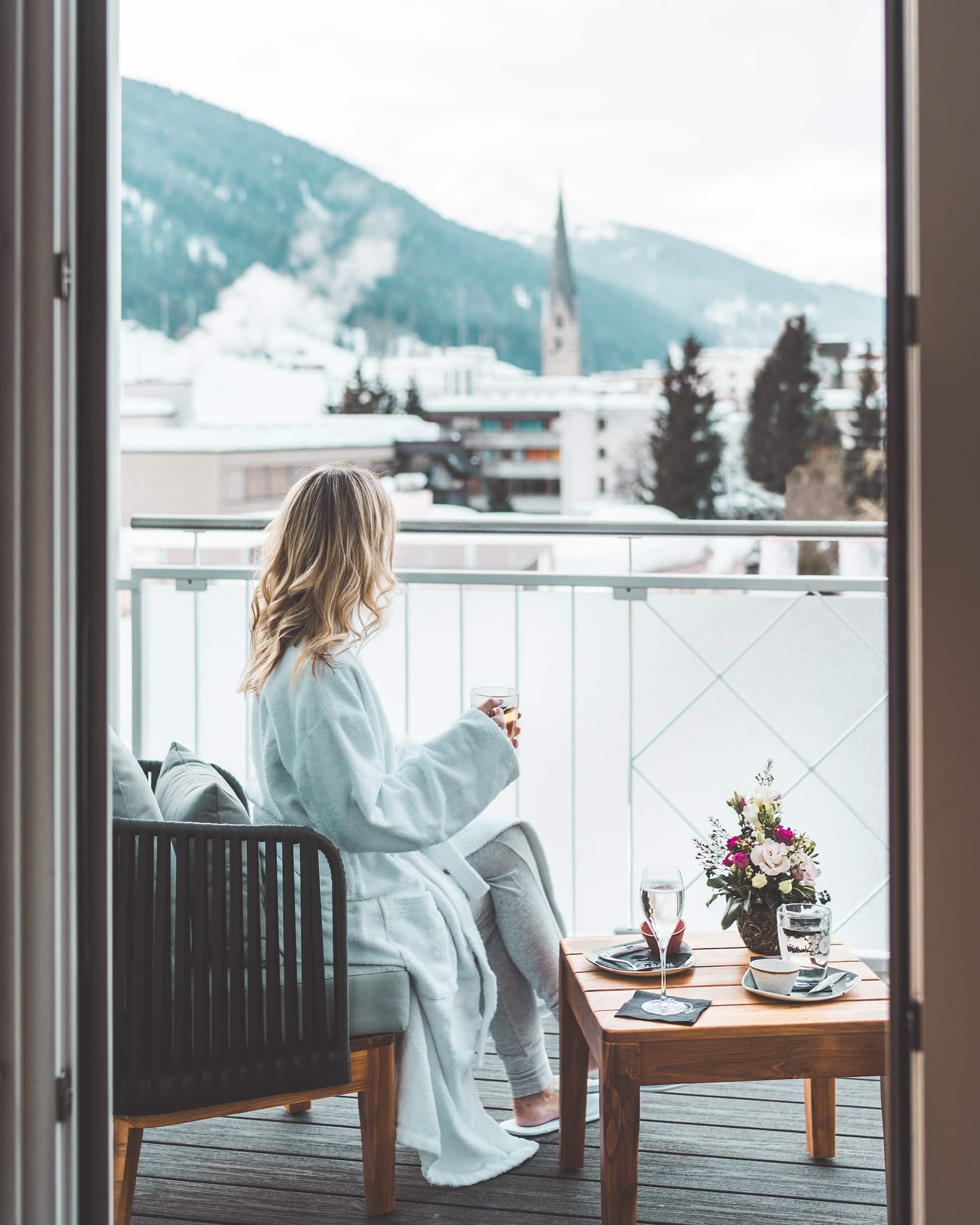Ausblick vom Hotelzimmer in der Schweiz
