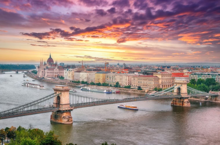 Sehenswürdigkeiten von Budapest: Kettenbrücke, Donau und Parlamentsgebäude