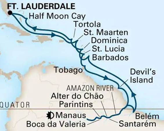 Route durch den Amazonas mit Holland America Line