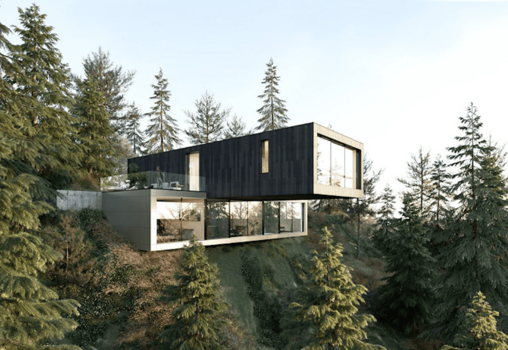 Modernes Architektur-Holzhaus i British Columbia