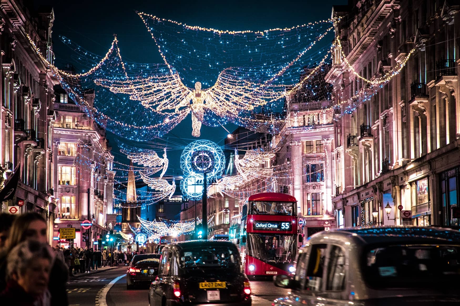 Lichter in London im Winter