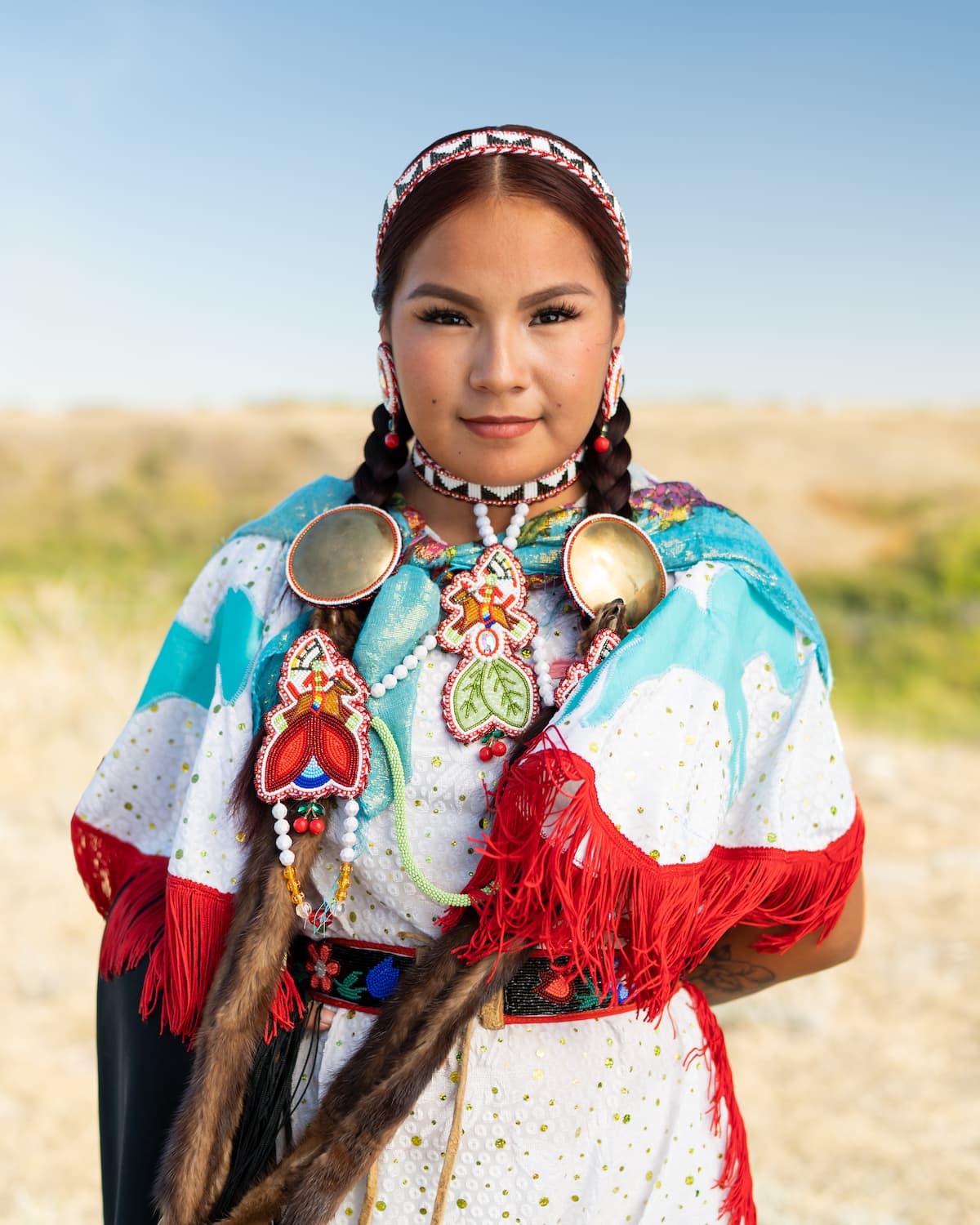 Indigene Person im Wanuskewin Heritage Park