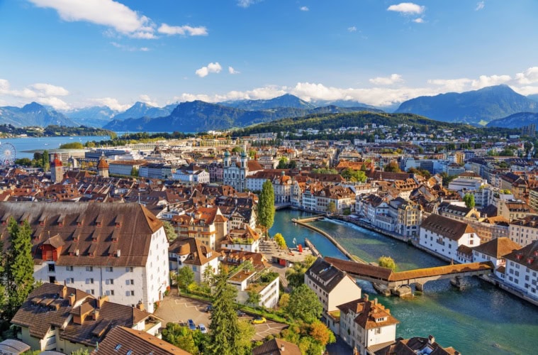 Stadtpanorama von Luzern von oben